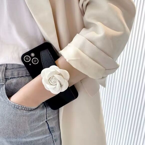White Camellia Crossbody Case for iPhone 15 Pro Max - Picture 4 of 8